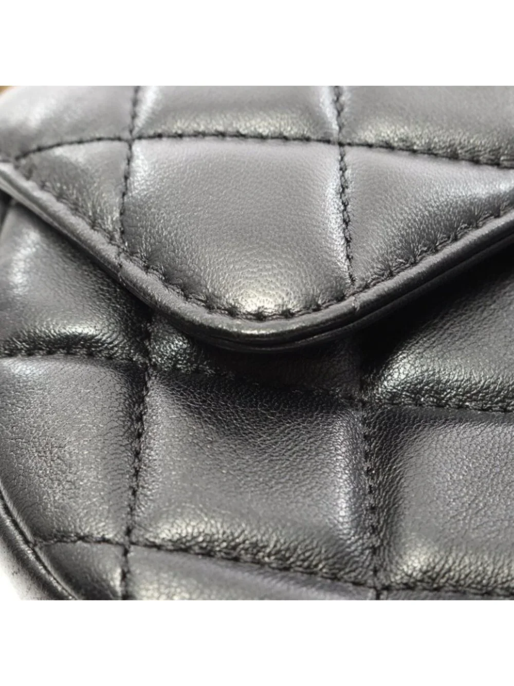 Chanel Shoulder Bag Quilted Top Handle 2-Way Black Lambskin Chain